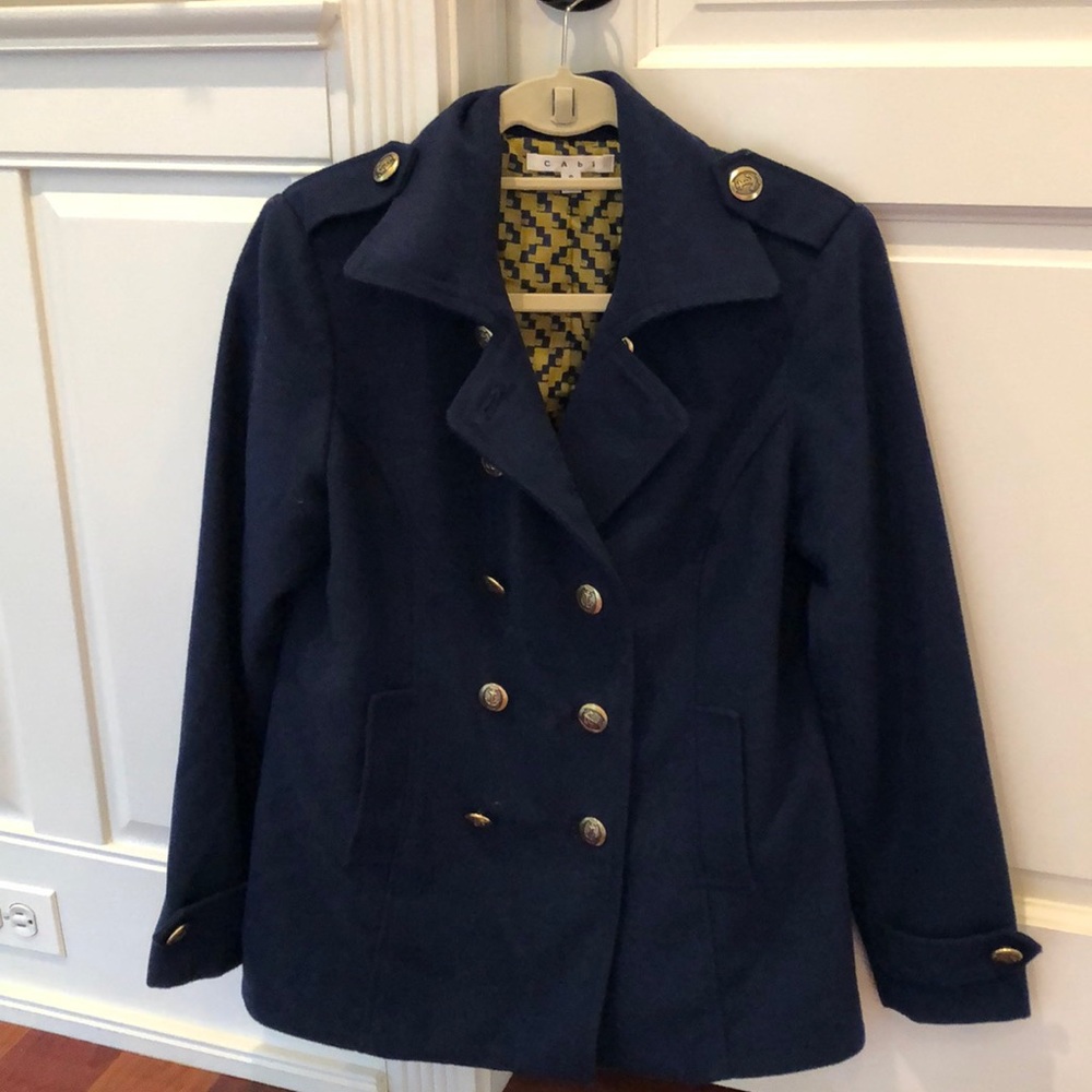 CAbi double breasted jacket size sm blue